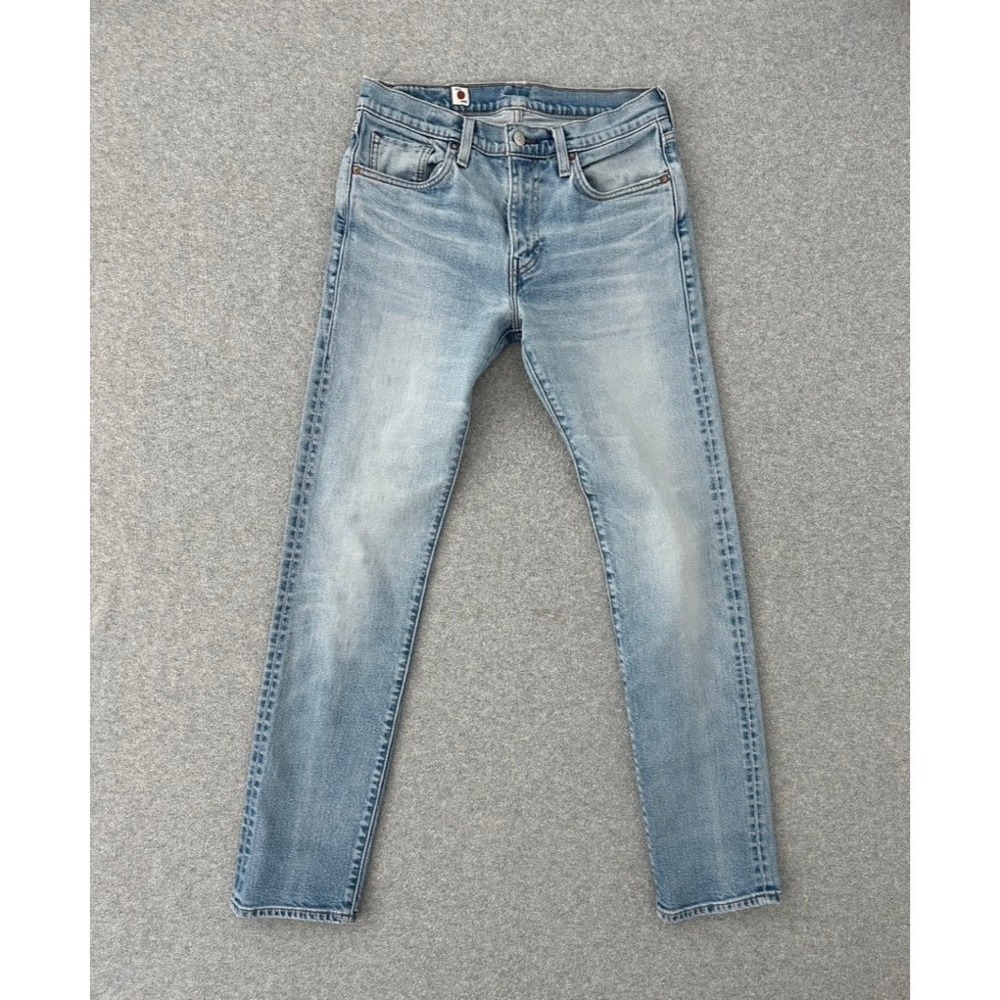 Levis 502 Selvedge Jeans Mens 29x31 Taper Light Wash Blue Japan Big E Whisker